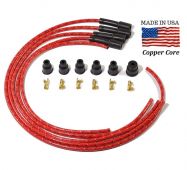 Premium Spark plug wire set - Red Cloth Braided USA Made Copper Core